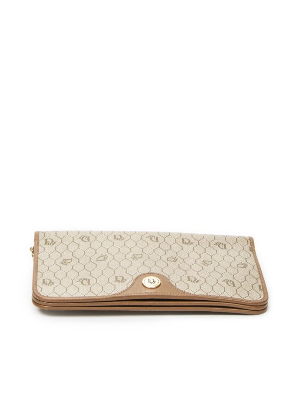 ★SOLD★ Dior Vintage Flap Clutch Beige Tan Honeycomb Canvas - Picture 6 of 10